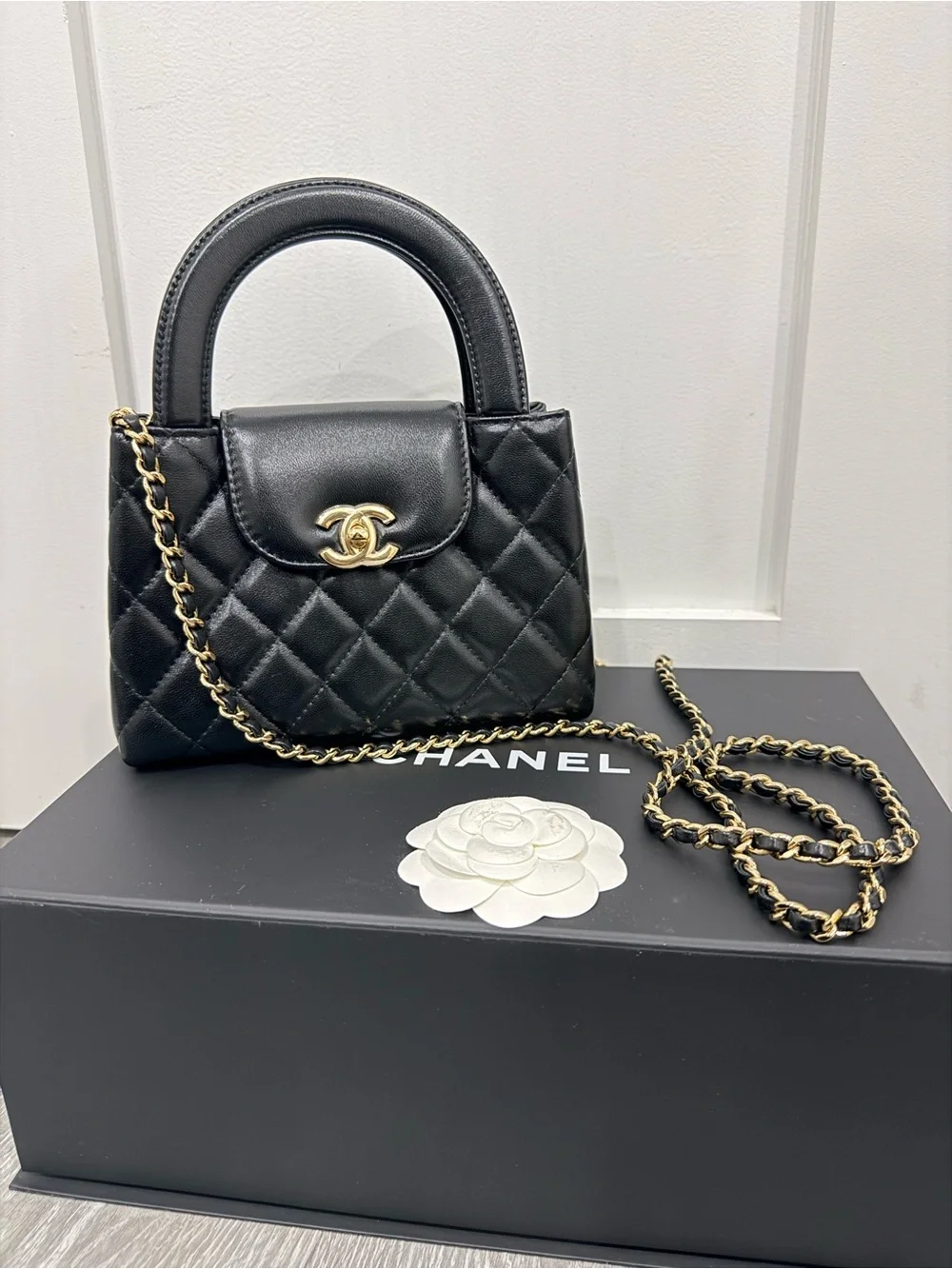 CHANEL Black Quilted nano Kelly